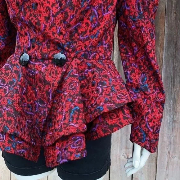 80s Peplum Raul Blanco Puff Sleeve Retro Jacket